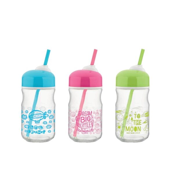 Sticla apa cu pai, RENGA, Sticla, 370ml, Bubble
