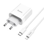 Incarcator de retea Hoco C80A Rapido + Cablu Type-C to Lightning (PD + QC3.0) [White]