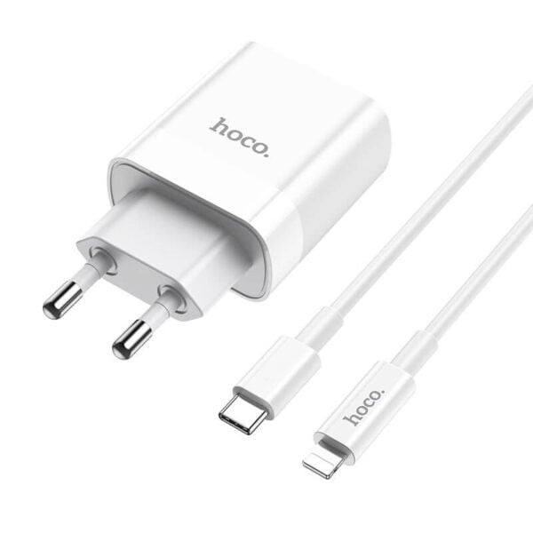 Incarcator de retea Hoco C80A Rapido + Cablu Type-C to Lightning (PD + QC3.0) [White]
