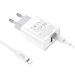 Incarcator de retea Hoco C80A Rapido + Cablu Type-C to Lightning (PD + QC3.0) [White] - imagine 4