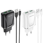 Incarcator de retea Borofone BA54A Wide road + Cablu Micro USB (QC3.0) [White] - imagine 4