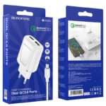 Incarcator de retea Borofone BA54A Wide road + Cablu Micro USB (QC3.0) [White] - imagine 2
