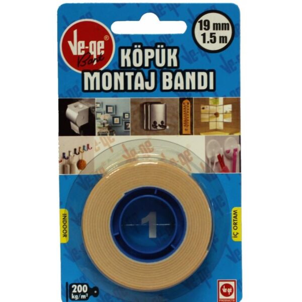 BANDA ADEZIVA (SCOTCH) VE-GE DUBLU 19MM*1.5M 200KG/M2 BLISTER SA-11117