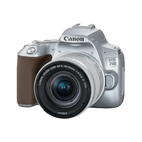 Aparat foto DSLR Canon EOS 250D + EF-S 18-55 IS, Argintiu