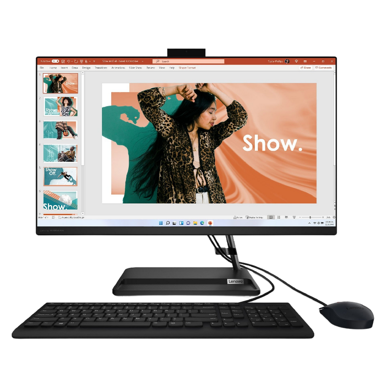 099fde0e-162b-4dd4-b988-461f4db7c16c Computer All-in-One Lenovo IdeaCentre 3 27ALC6, 27", AMD Ryzen 5 7430U, 16GB/512GB, Fără SO, Negru - Image 1