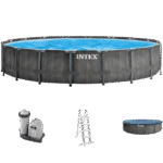 Piscină cu cadru metalic Intex GreyWood Premium, 24311L, Gri închis, 26744