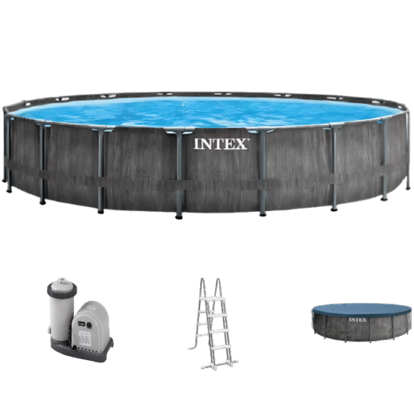 Piscină cu cadru metalic Intex GreyWood Premium, 24311L, Gri închis, 26744