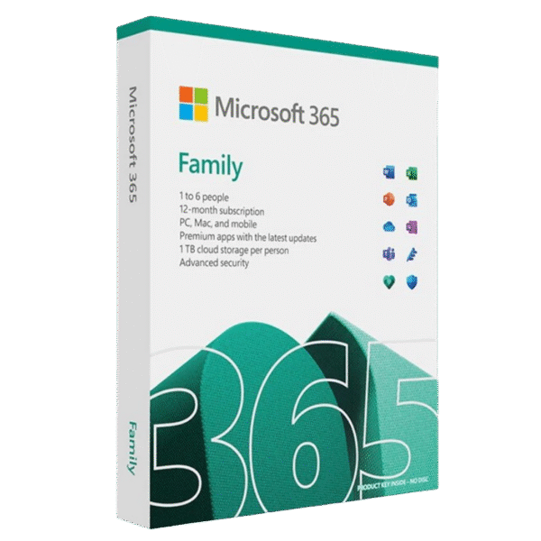 Office Pack M365 Family English Sub1YR Central / Eastern Europe Only Medialess P10