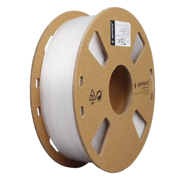 Filament pentru imprimantă 3D Gembird 3DP-PETG1.75-01-W, PETG, Alb, 1.75 mm, 1 kg