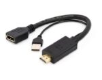 Adaptor Video Cablexpert A-HDMIM-DPF-01, HDMI (M) - DisplayPort, USB Type-A, 0,1m, Negru - imagine 3