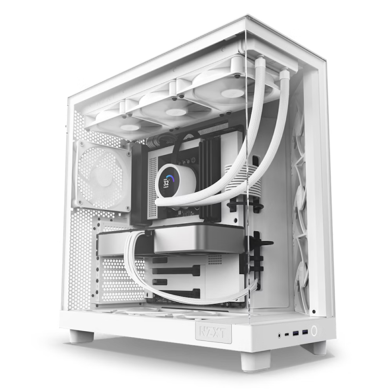 3009bbb4-dcb5-4983-82b4-a5cabb982b19 Carcasă PC NZXT H6 Flow, Midi-Tower, Fără PSU, Alb - Image 1