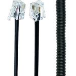 Telephone handset spiral cord, RJ10 (4P4C), 2 m, black, TC4P4CS-2M