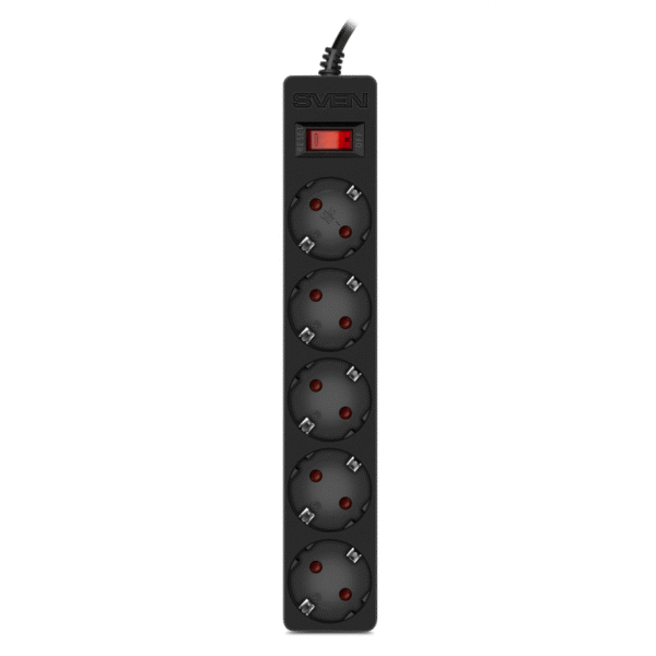 Prelungitor electric SVEN SF-05E, 5 Prize, 5m, Negru