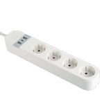 Smart power strip  Gembird TSL-PS-S4U-01-W, 4 sockets, 1.5 m, with USB charger 2x USB Type-A, 1x USB - Image 3