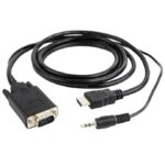 Cablu Video Cablexpert A-HDMI-VGA-03-10, HDMI (M) - VGA D-Sub + 3.5 mm Jack, 3m, Negru - Image 3