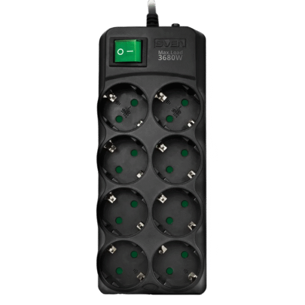 Prelungitor electric SVEN SV-021610, 8 Prize, 3m, Negru
