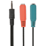 Audio Adaptor Cablexpert CCA-417, 3.5mm 4-pin (M) - 2x 3.5mm 3-pin (F), 0,2m, Negru