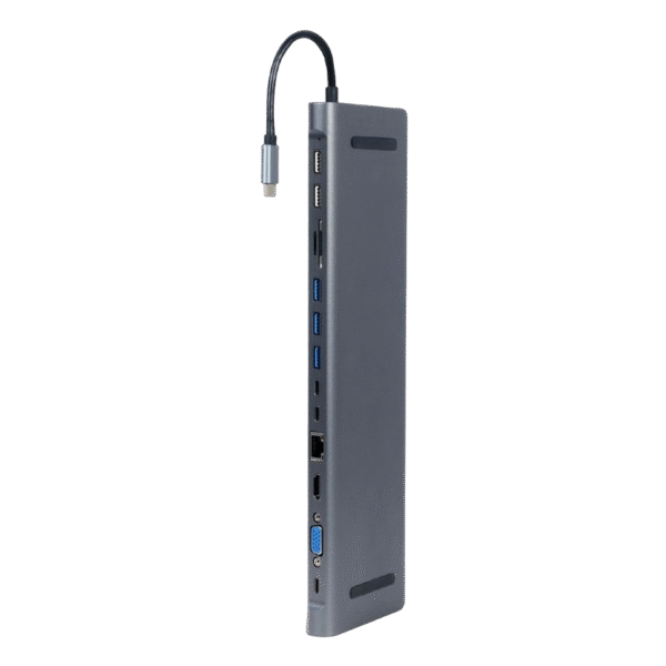 Adaptor Video Cablexpert A-CM-COMBO9-01, USB Type-C - LAN, VGA, HDMI, USB Type-C, USB Type-A, SD card-reader, Gri