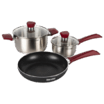 Set de vase Rondell RDS-1217, 2,8L, 20cm, Negru Argintiu