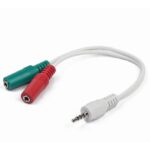Audio Adaptor Cablexpert CCA-417W, 3.5mm 4-pin (M) - 2x 3.5mm 3-pin (F), 0,2m, Alb - imagine 3