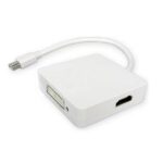 Convertor Video APC Electronic APC-531023, MiniDP (M) - HDMI (F) / DisplayPort (F) / DVI-D (F), 0,15m, Alb - imagine 2