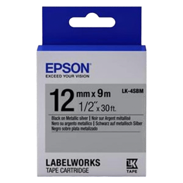 Cartuş de bandă Epson LK-4SBM, 12 mm x 9 m