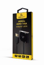 Adaptor Cablexpert A-HDMIM-HDMIFVGAF-01, HDMI (M) - HDMI (F) + VGA, 0.15 m, Negru - imagine 4