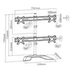 Suport birou pentru monitoare Reflecta PLANO DeskStand 23-1010 Q, Gri - Image 3