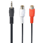 Audio Adaptor Cablexpert CCA-406, 3.5mm 3-pin (M) - 2x RCA (F), 0,2m, Negru