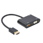 Adaptor Cablexpert A-HDMIM-HDMIFVGAF-01, HDMI (M) - HDMI (F) + VGA, 0.15 m, Negru