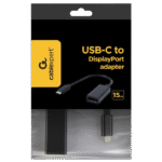 Adaptor Video Cablexpert A-CM-DPF-01, Type-C - DisplayPort (F), 0,15m, Negru - imagine 3
