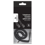 Telephone handset spiral cord, RJ10 (4P4C), 2 m, black, TC4P4CS-2M - Image 2
