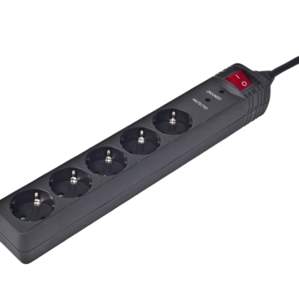 Surge Protector   5 Sockets,  1.5m,  Gembird SPG5-C-5, Black