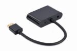 Adaptor Cablexpert A-HDMIM-HDMIFVGAF-01, HDMI (M) - HDMI (F) + VGA, 0.15 m, Negru - imagine 3