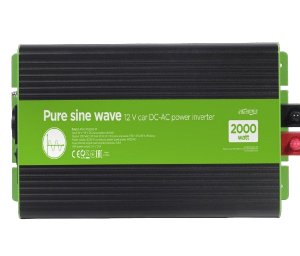 Inverter Energenie car power: Max.2000W, Input: 10-16 VDC (accumulator directly)