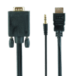 Cablu Video Cablexpert A-HDMI-VGA-03-10, HDMI (M) - VGA D-Sub + 3.5 mm Jack, 3m, Negru