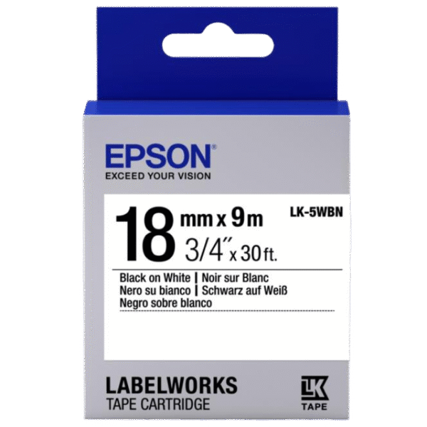 Cartuş de bandă Epson LK-5WBN, 18 mm x 9 m