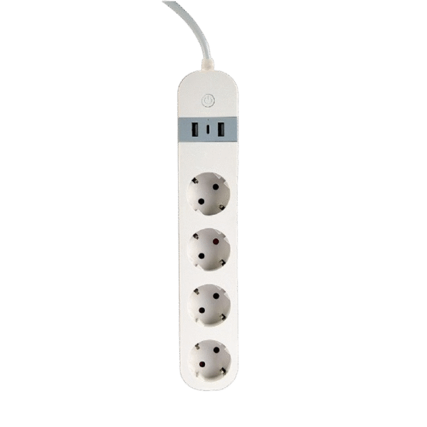 Smart power strip  Gembird TSL-PS-S4U-01-W, 4 sockets, 1.5 m, with USB charger 2x USB Type-A, 1x USB