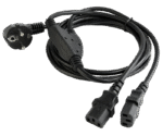 Power Cord PC-220V   2m Euro Plug, Y-cord 1.55m+Y neck 0.45m+0.45m, Cablexpert, PC-186-ML6