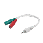 Audio Adaptor Cablexpert CCA-417W, 3.5mm 4-pin (M) - 2x 3.5mm 3-pin (F), 0,2m, Alb - imagine 4
