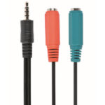 Audio Adaptor Cablexpert CCA-417, 3.5mm 4-pin (M) - 2x 3.5mm 3-pin (F), 0,2m, Negru - Image 2