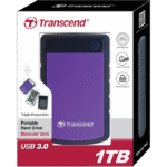 HDD portabil extern Transcend StoreJet 25H3P, 1 TB, Gri/Violet (TS1TSJ25H3P) - Image 2