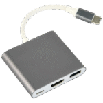 Adaptor Video Cablexpert A-CM-HDMIF-02-SG, USB-C (M) x USB-C (F) - XHDMI (F) x USB A (F), 0,1m, Argintiu