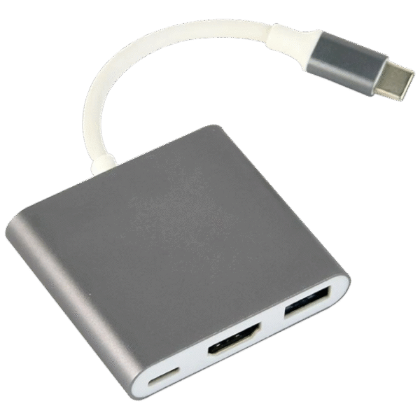 Adaptor Video Cablexpert A-CM-HDMIF-02-SG, USB-C (M) x USB-C (F) - XHDMI (F) x USB A (F), 0,1m, Argintiu