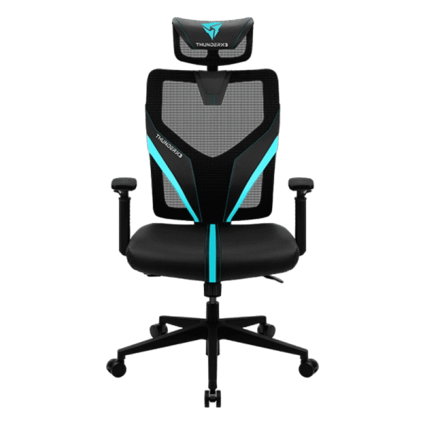 Scaun Gaming ThunderX3 Yama1, PU Piele, Negru/Albastru deschis