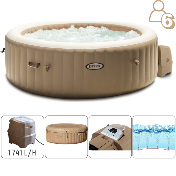 INTEX Надувной СПА джакузи “Bubble Massage” 216х71см, 1098Л, 6-местный