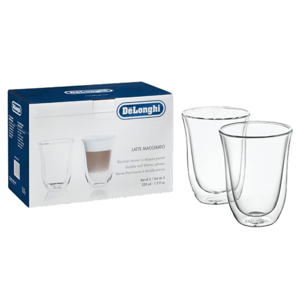 Set de pahare DeLonghi DLSC312, 220 ml 2 buc, Transparent