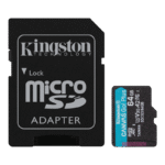 ..64GB MicroSD (Class 10) UHS-I (U1) +SD adapter, Kingston Canvas Go! Plus "SDCG3/64GB" (170/70MB/s)