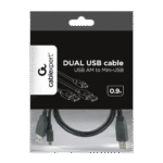 Cablu de încărcare și date Cablexpert CCP-USB22-AM5P-3, 2 х USB 2.0/Mini-USB, 0,9 m, Negru - imagine 2