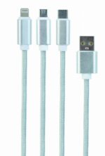 Cablu încărcare și sincronizare Cablexpert CC-USB2-AM31-1M-G, USB Type-A/Micro USB, Type-C, Lighting, 1m, Alb - imagine 8